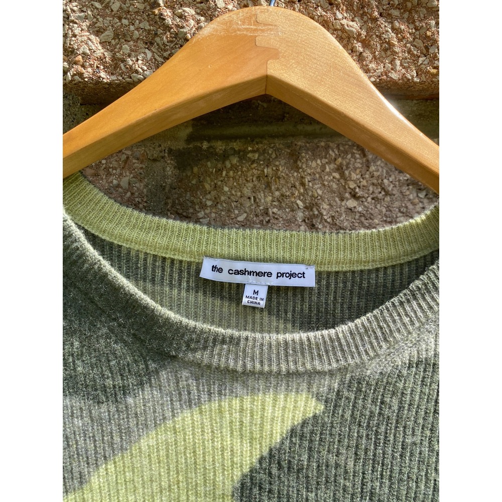 The Cashmere Project Sweater Camo Ribbed Knit M Green 100% Cashmere Gorpcore Lux - Picture 3 of 6